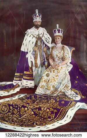 Stock Photograph - King George V and Queen Mary. George Frederick Ernest Albert, 1865 1936. King of the United Kingdom. Queen Mary, consort of King George V, Mary of Teck, Victoria Mary Augusta Louise Olga Pauline Claudine Agnes, 1867 to 1953. From The Illustrated.... Fotosearch