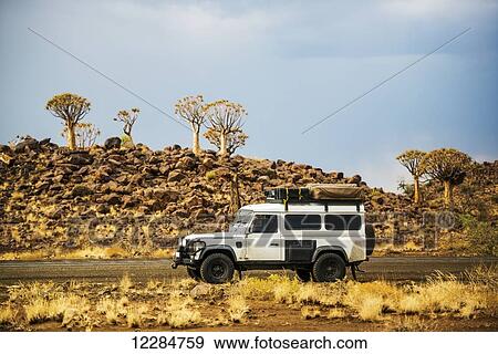 Land Rover parked next to Quiver trees in the Playground of the Gods; Keetmanshoop, Namibia View Large Photo Image Stock Photo - Land Rover parked next to Quiver trees in the Playground of the Gods; Keetmanshoop, Namibia. Fotosearch