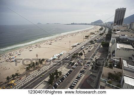 Leme and Copacabana Beaches and Avenue Atlantica; Rio de Janeiro, Brazil View Large Photo Image Stock Photograph - Leme and Copacabana Beaches and Avenue Atlantica; Rio de Janeiro, Brazil. Fotosearch