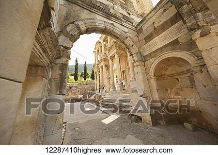 Library of Celsus; Ephesus, Turkey View Large Photo Image Stock Photograph - Library of Celsus; Ephesus, Turkey. Fotosearch