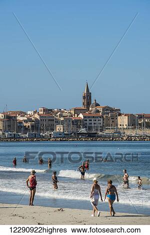 Stock Photograph - Lido beach; Alghero, Sardinia, Italy. Fotosearch