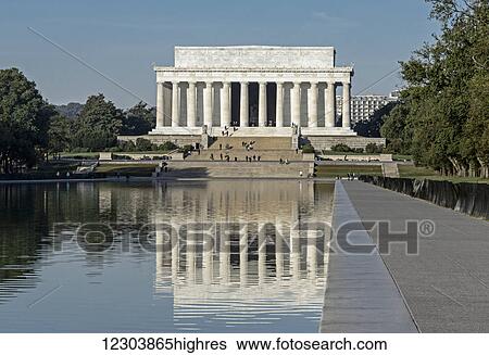 Lincoln Memorial and reflecting pool on National Mall; Washington District of Columbia, United States of America View Large Photo Image Stock Photograph - Lincoln Memorial and reflecting pool on National Mall; Washington District of Columbia, United States of America. Fotosearch