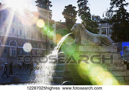 Stock Photograph - Lion fountain; Rome, Italy. Fotosearch