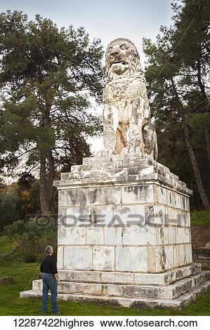 Stock Photograph - Lion of Amphipolis; Amphipolis, Greece. Fotosearch