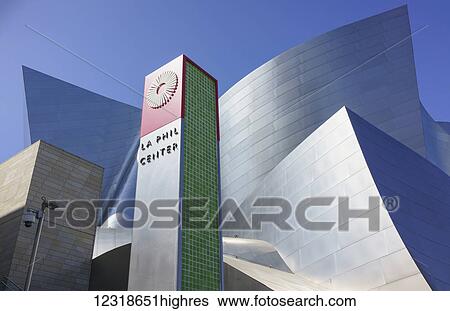 Stock Photograph - Los Angeles Philharmonic (LA Phil) by architect Frank Gehry; Los Angeles, California, United States of America. Fotosearch