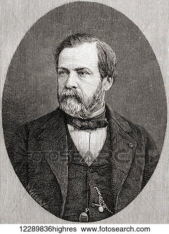 Stock Photograph - Louis Pasteur, 1822 1895. French chemist and microbiologist renowned for his discoveries of the principles of vaccination, microbial fermentation and pasteurization. From The Century Illustrated Monthly Magazine, published 1884.. Fotosearch