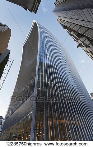 Low angle view of 20 Fenchurch Street, known as the Walkie Talkie building; London, England View Large Photo Image Stock Photograph - Low angle view of 20 Fenchurch Street, known as the Walkie Talkie building; London, England. Fotosearch
