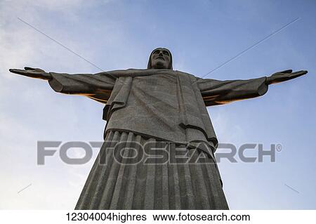 Stock Photograph - Low angle view of Christ the Redeemer statue; Rio de Janeiro, Brazil. Fotosearch