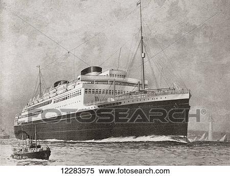 M. V. Britannic, ocean liner of the White Star Line. From The Romance of the Merchant Ship, published 1931. View Large Photo Image Stock Photography - M. V. Britannic, ocean liner of the White Star Line. From The Romance of the Merchant Ship, published 1931.. Fotosearch