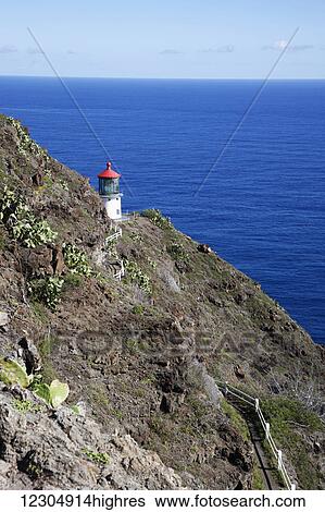 Stock Photograph - Makapuu Point Lighthouse; Oahu, Hawaii, United States of America. Fotosearch