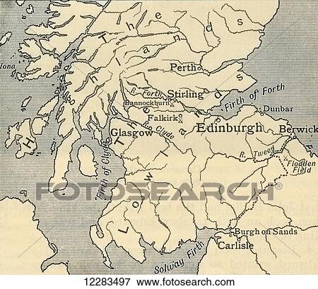 Map of Southern Scotland during the late middle ages. From A First Book of British History published 1925. View Large Photo Image Stock Photo - Map of Southern Scotland during the late middle ages. From A First Book of British History published 1925.. Fotosearch
