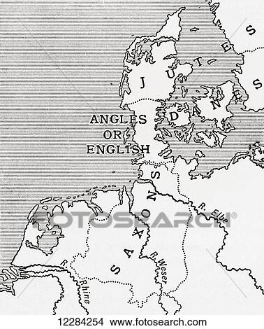 Map showing the old homes of the English in the 5th century. From A First Book of British History published 1925. View Large Photo Image Picture - Map showing the old homes of the English in the 5th century. From A First Book of British History published 1925.. Fotosearch
