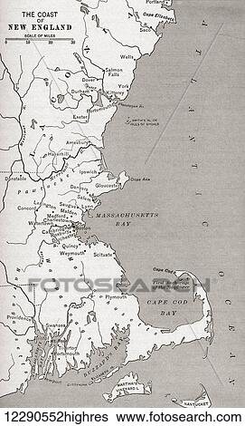 Map showing the settlements in the New England Colonies, North America in the 17th century. From The History of Our Country, published 1899 View Large Photo Image Stock Photograph - Map showing the settlements in the New England Colonies, North America in the 17th century. From The History of Our Country, published 1899. Fotosearch