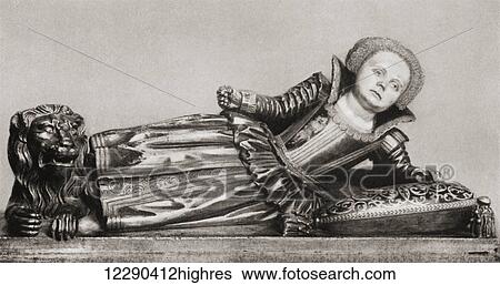 Stock Photograph - Mary of England, Scotland and Ireland, 1605 1607. Third daughter and sixth child of James VI and I of England. From her tomb at Westminster Abbey. From The Girl Through the Ages, published 1933.. Fotosearch