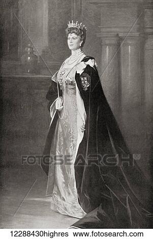 Stock Photograph - Mary of Teck, 1867 1953. Queen of the United Kingdom and the British Dominions, and Empress of India, as the wife of King-Emperor George V. From Buckingham Palace, Its Furniture, Decoration and History, published 1931.. Fotosearch