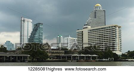 Stock Photograph - Modern buildings and skyscrapers; Bangkok, Thailand. Fotosearch