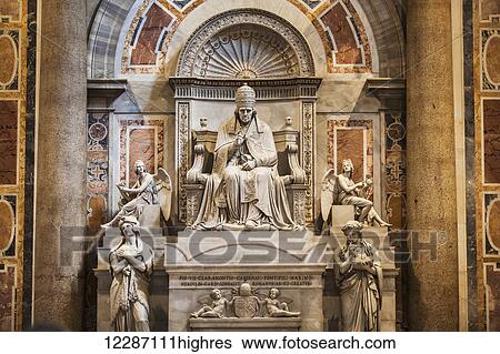 Stock Photograph - Monument of Pius VII in the Clementine Chapel, St. Peter's Basilica; Rome, Italy. Fotosearch