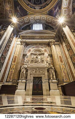 Stock Photograph - Monument of Pius VII in the Clementine Chapel, St. Peter's Basilica; Rome, Italy. Fotosearch