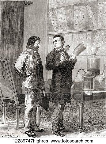 Moritz von Jacobi, on the right, discovering galvanoplastics, or electrotyping in 1838. Moritz Hermann (Boris Semyonovich) von Jacobi, 1801 1874. German Jewish engineer and physicist. From Les Merveilles de la Science, published c. 1870 View Large Photo Image Stock Photograph - Moritz von Jacobi, on the right, discovering galvanoplastics, or electrotyping in 1838. Moritz Hermann (Boris Semyonovich) von Jacobi, 1801 1874. German Jewish engineer and physicist. From Les Merveilles de la Science, published c. 1870. Fotosearch