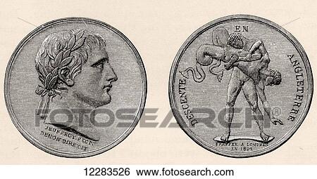 Napoleon's Medal struck to commemorate the Invasion of England which never took place. Napoleon Bonaparte, 1769 – 1821. French military and political leader. From A First Book of British History published 1925. View Large Photo Image Stock Photograph - Napoleon's Medal struck to commemorate the Invasion of England which never took place. Napoleon Bonaparte, 1769 – 1821. French military and political leader. From A First Book of British History published 1925.. Fotosearch