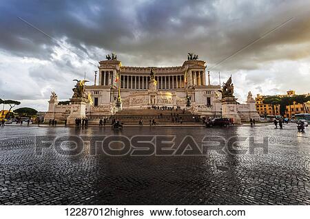 Stock Photograph - National Monument honouring Victor Emmanuel, known as the Altar of the Fatherland; Rome, Italy. Fotosearch