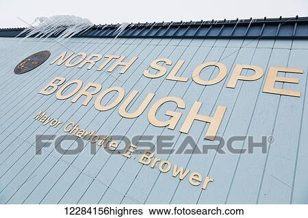 Stock Photograph - North Slope Borough Headquarters Office, Barrow, North Slope, Arctic Alaska, USA, Winter. Fotosearch