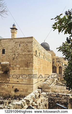Stock Photograph - Northeast view looking toward the Temple Mount area; Jerusalem, Israel. Fotosearch