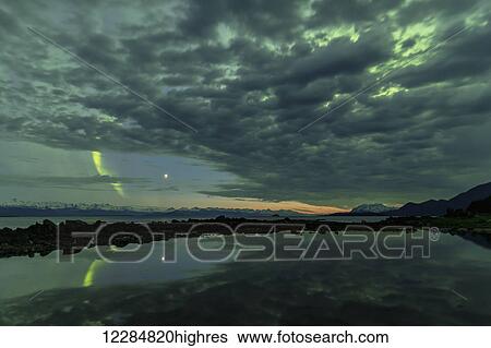 Northern Lights over the waters and mountains of the Inside Passage, Southeast Alaska View Large Photo Image Stock Photograph - Northern Lights over the waters and mountains of the Inside Passage, Southeast Alaska. Fotosearch