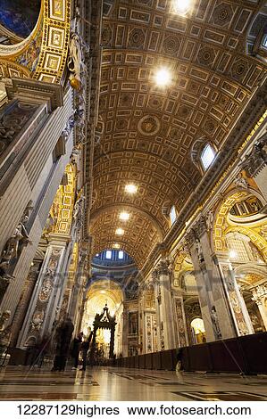 Stock Photograph - Ornate ceiling and walls, St. Peter's Basilica; Rome, Italy. Fotosearch