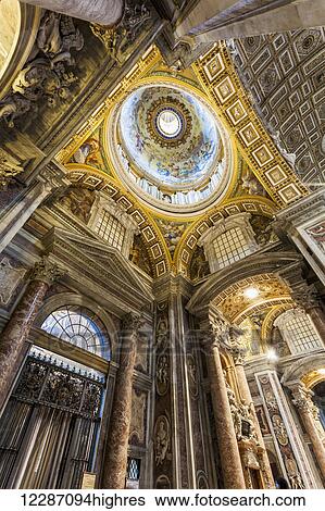 Ornate ceiling, St. Peter's Basilica; Rome, Italy View Large Photo Image Stock Photograph - Ornate ceiling, St. Peter's Basilica; Rome, Italy. Fotosearch