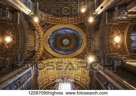 Stock Photograph - Ornate ceiling, St. Peter's Basilica; Rome, Italy. Fotosearch