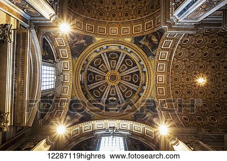 Stock Photograph - Ornate dome ceiling, St. Peter's Basilica; Rome, Italy. Fotosearch