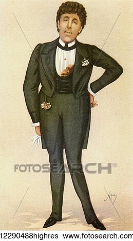 Stock Photograph - Oscar Fingal O'Flahertie Wills Wilde, 1854 1900. Irish playwright, novelist, essayist and poet. After the caricature by Ape from Vanity Fair in 1884. From Impressions of English Literature, published 1944.. Fotosearch