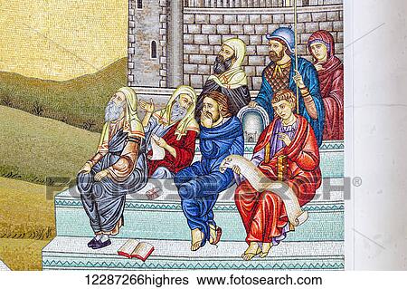 Painting at the landmark where the Apostle Paul preached; Veria, Greece View Large Photo Image Stock Photograph - Painting at the landmark where the Apostle Paul preached; Veria, Greece. Fotosearch