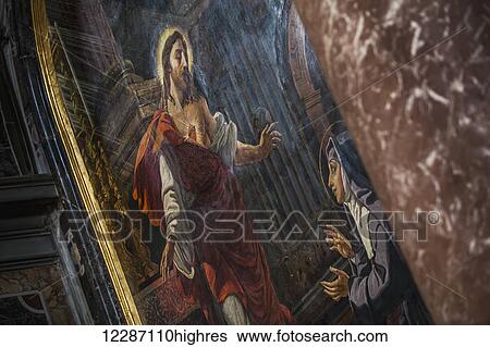 Stock Photograph - Painting of Jesus and his mother Mary, St. Peter's Basilica; Rome, Italy. Fotosearch
