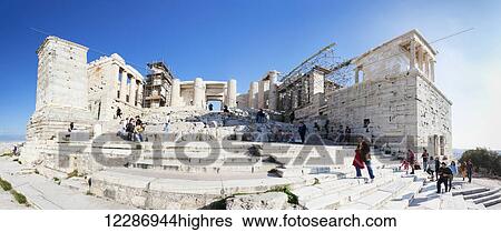 Stock Photograph - Panorama of the entrance to the Acropolis; Athens, Greece. Fotosearch