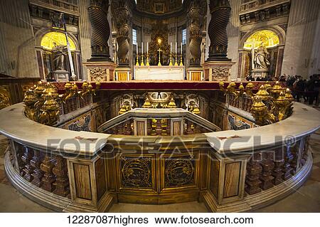 Papal Altar, St. Peter's Basilica; Rome, Italy View Large Photo Image Stock Photograph - Papal Altar, St. Peter's Basilica; Rome, Italy. Fotosearch