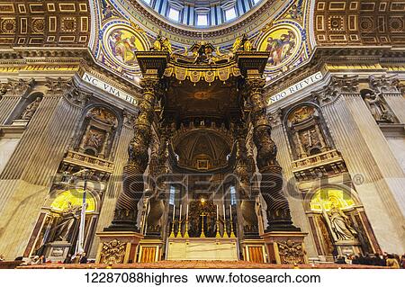 Papal Altar, St. Peter's Basilica; Rome, Italy View Large Photo Image Stock Photograph - Papal Altar, St. Peter's Basilica; Rome, Italy. Fotosearch
