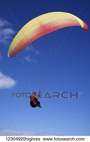 Stock Photograph - Paraglider; Oahu, Hawaii, United States of America. Fotosearch