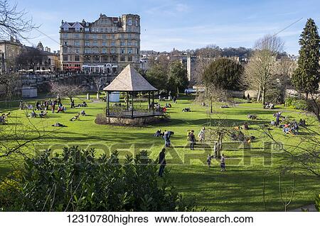 People enjoying a sunny spring afternoon at Parade Gardens; Bath, Somerset, England View Large Photo Image Stock Photograph - People enjoying a sunny spring afternoon at Parade Gardens; Bath, Somerset, England. Fotosearch