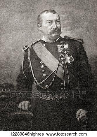 Stock Photograph - Philip Henry Sheridan, 1831-1888. Career United States Army officer and a Union general in the American Civil War. From The Century Illustrated Monthly Magazine, published 1884.. Fotosearch