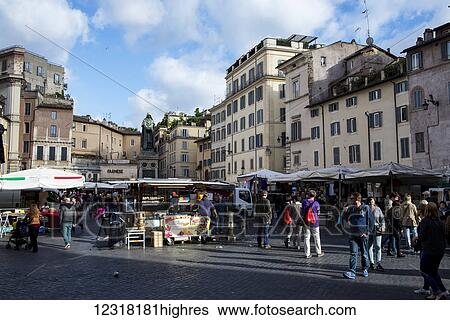 Piazza Campo de'Fiori; Rome, Italy View Large Photo Image Stock Photograph - Piazza Campo de'Fiori; Rome, Italy. Fotosearch