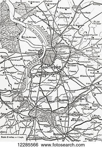 Plan of the immense fortress town of Antwerp, Belgium, where the Belgians prepared for their last heroic stand during WWI. From The War Illustrated Album Deluxe, published 1915. View Large Photo Image Stock Photograph - Plan of the immense fortress town of Antwerp, Belgium, where the Belgians prepared for their last heroic stand during WWI. From The War Illustrated Album Deluxe, published 1915.. Fotosearch