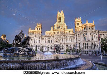 Stock Photograph - Plaza de Cibeles Palace; Madrid, Spain. Fotosearch