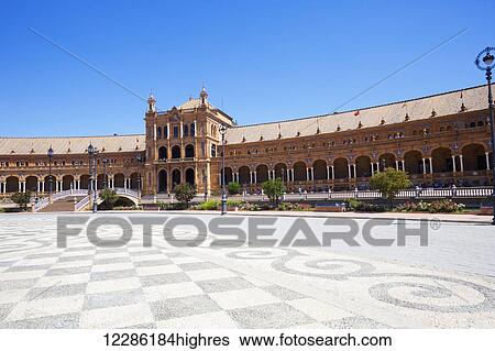 Plaza de Espana; Seville, Spain View Large Photo Image Stock Photograph - Plaza de Espana; Seville, Spain. Fotosearch