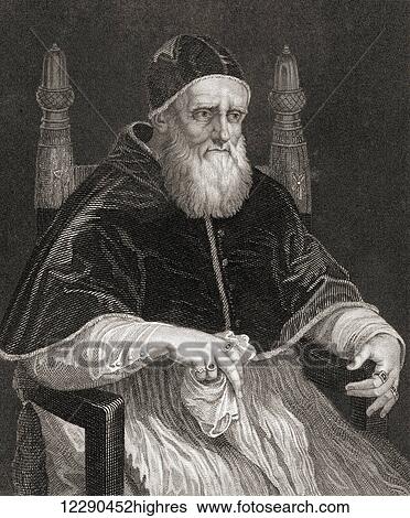 Stock Photograph - Pope Julius II, 1443 1513, nicknamed The Fearsome Pope and The Warrior Pope, born Giuliano della Rovere. From The History of the Popes, Their Church and State, published 1853.. Fotosearch