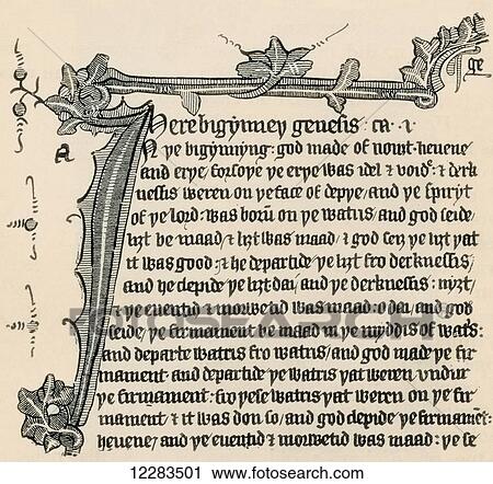 Portion of a page from the Manuscript of Wycliffe's Bible. From A First Book of British History published 1925. View Large Photo Image Stock Image - Portion of a page from the Manuscript of Wycliffe's Bible. From A First Book of British History published 1925.. Fotosearch