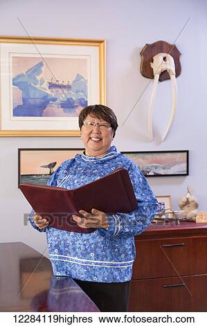 Stock Photograph - Portrait of Charlotte Brower, Mayor of the North Slope Borough, Barrow, North Slope, Arctic Alaska, USA. Fotosearch
