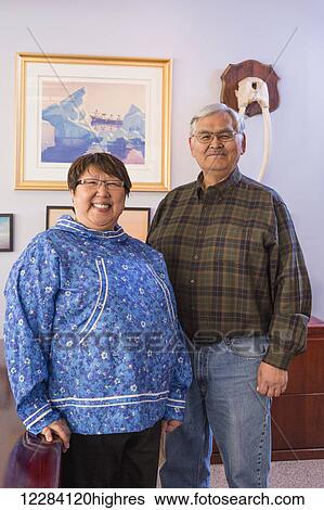 Stock Photograph - Portrait of Charlotte Brower, Mayor of the North Slope Borough, and Jake Adams, Chief Administrative Officer, Barrow, North Slope, Arctic Alaska, USA. Fotosearch