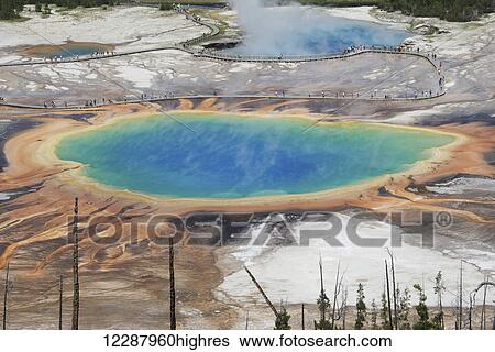 Stock Photograph - Prismatic pools 7, Yellowstone National Park; Wyoming, United States of America. Fotosearch